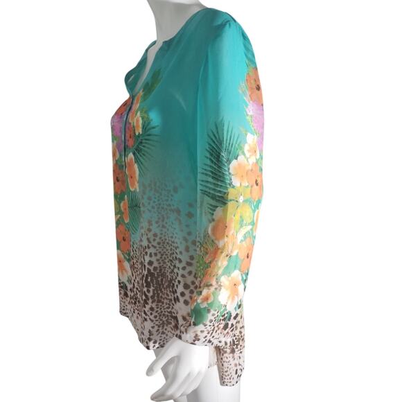 Soft Surroundings Womens Size Medium Tropical Floral Animal Print Tunic Top - Picture 5 of 8